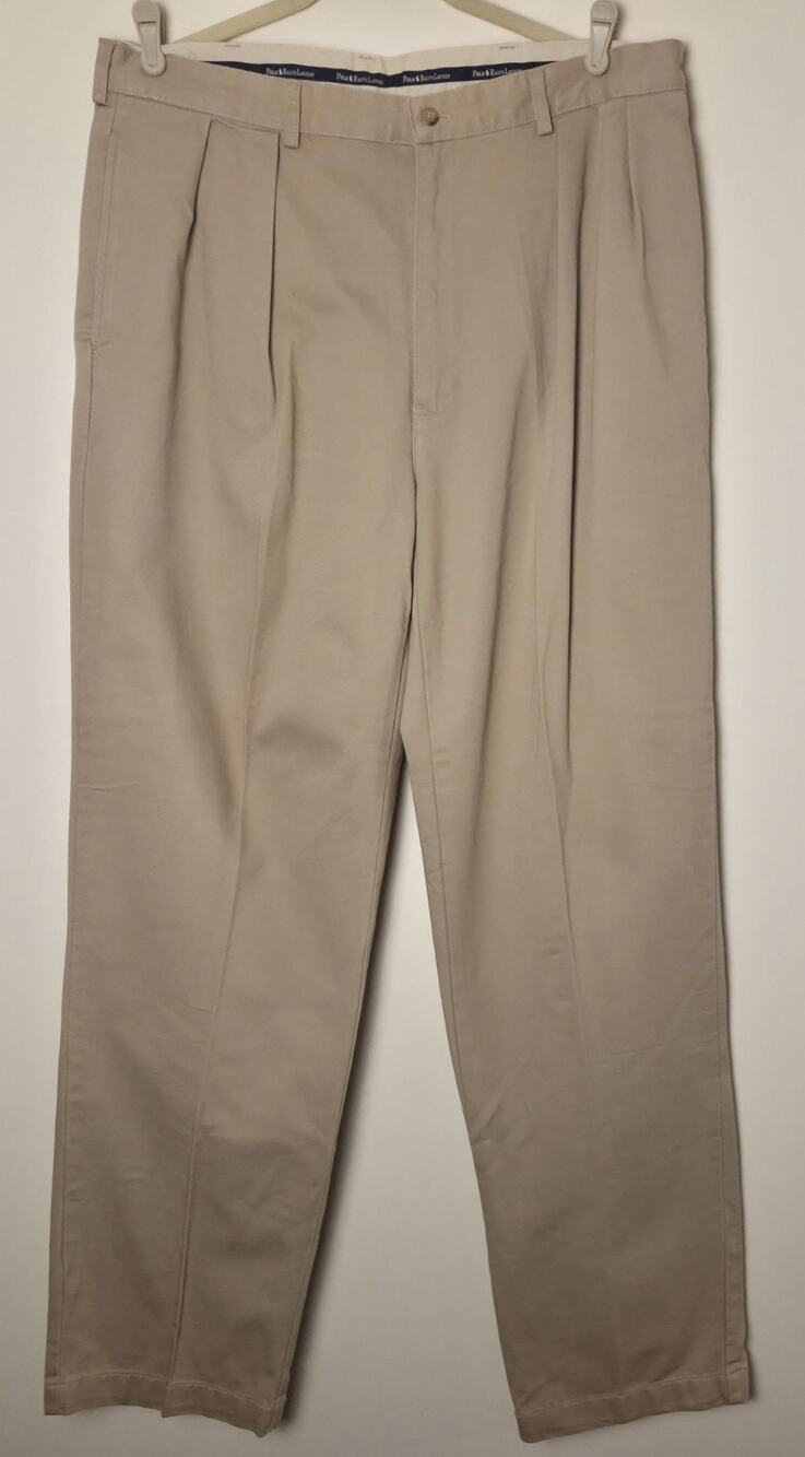 New Vtg 90s Polo Ralph Lauren Andrew Chino Pants Mens 38x34 Pleated Baggy Khaki